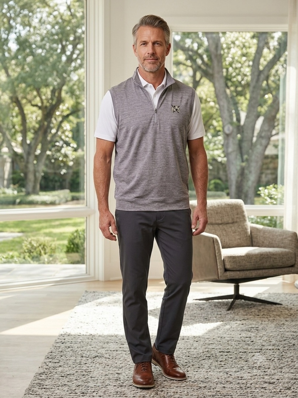 Donald Ross Sportswear Men's Performance 1/4 Zip Golf Vest - M Grey